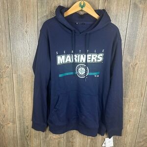 MLB Seattle Mariners Hoodie Pullover Graphic Logo Navy Mens M Levelwear NWT